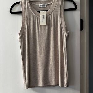 LNA Brown Tan Ribbed Sleeveless Fitted Tank Top